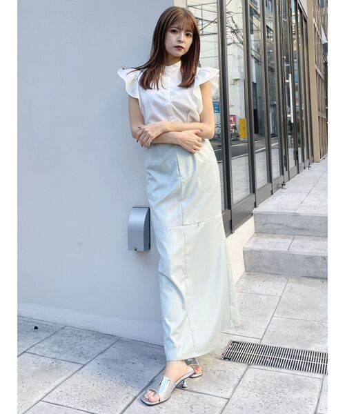 MURUA（ムルーア）の「スタンドカラーフリルブラウス（シャツ/ブラウス・レディース・ホワイト/オレンジ/ブルー/ブラック・FREE）」の22枚目の写真