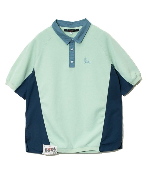 go slow caravan（ゴースローキャラバン）の「MIX FAB ラグランリラックスポロ（ポロシャツ・メンズ・ネイビー/グリーン・X-LARGE/LARGE/MEDIUM）」の3枚目の写真