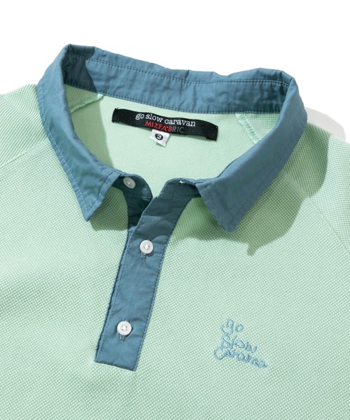 go slow caravan（ゴースローキャラバン）の「MIX FAB ラグランリラックスポロ（ポロシャツ・メンズ・ネイビー/グリーン・X-LARGE/LARGE/MEDIUM）」の4枚目の写真