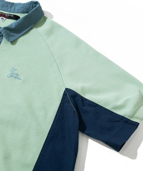 go slow caravan（ゴースローキャラバン）の「MIX FAB ラグランリラックスポロ（ポロシャツ・メンズ・ネイビー/グリーン・X-LARGE/LARGE/MEDIUM）」の5枚目の写真