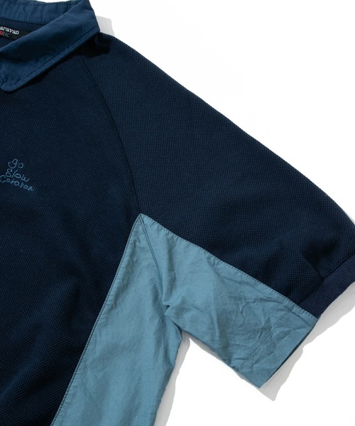 go slow caravan（ゴースローキャラバン）の「MIX FAB ラグランリラックスポロ（ポロシャツ・メンズ・ネイビー/グリーン・X-LARGE/LARGE/MEDIUM）」の10枚目の写真