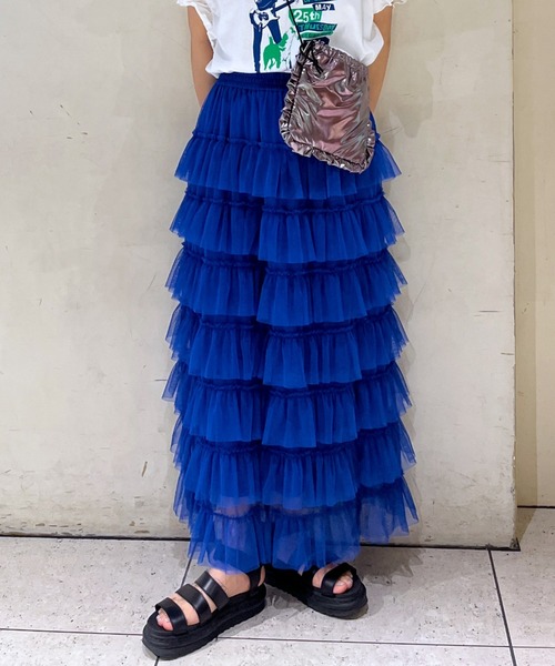 RODEO CROWNS WIDE BOWL（ロデオクラウンズワイドボウル）の「チュール ティアードスカート（スカート・レディース・アイボリー/ブラック/ブルー・FREE）」の3枚目の写真