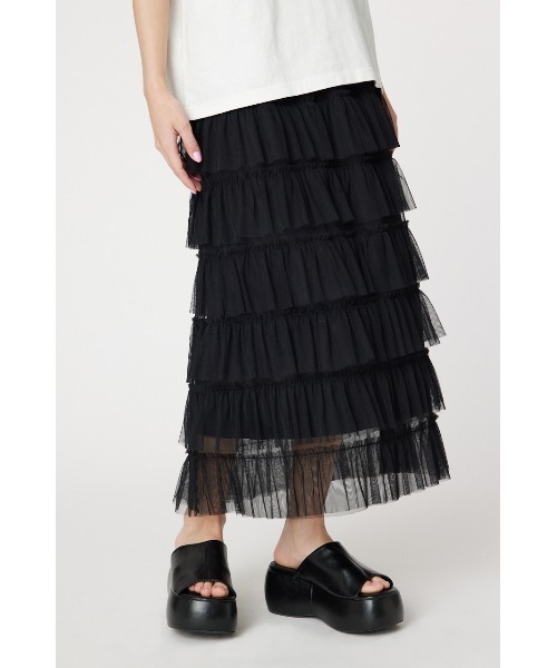 RODEO CROWNS WIDE BOWL（ロデオクラウンズワイドボウル）の「チュール ティアードスカート（スカート・レディース・アイボリー/ブラック/ブルー・FREE）」の4枚目の写真