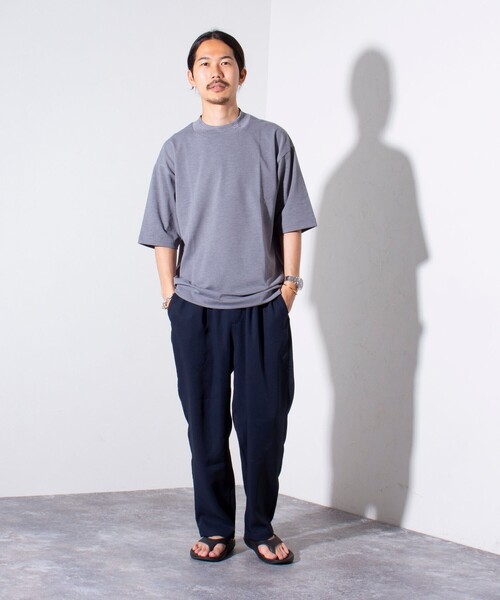 LACOSTE（ラコステ）の「【LACOSTE/ラコステ】5分袖 モックネック サマーニットTシャツ（Tシャツ/カットソー・メンズ・ブラック/オフホワイト/グレー・4/5）」の4枚目の写真