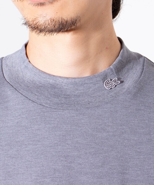 LACOSTE（ラコステ）の「【LACOSTE/ラコステ】5分袖 モックネック サマーニットTシャツ（Tシャツ/カットソー・メンズ・ブラック/オフホワイト/グレー・4/5）」の8枚目の写真