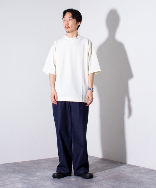 LACOSTE（ラコステ）の「【LACOSTE/ラコステ】5分袖 モックネック サマーニットTシャツ（Tシャツ/カットソー・メンズ・ブラック/オフホワイト/グレー・4/5）」の9枚目の写真