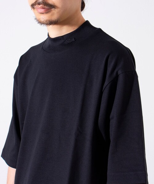 LACOSTE（ラコステ）の「【LACOSTE/ラコステ】5分袖 モックネック サマーニットTシャツ（Tシャツ/カットソー・メンズ・ブラック/オフホワイト/グレー・4/5）」の20枚目の写真