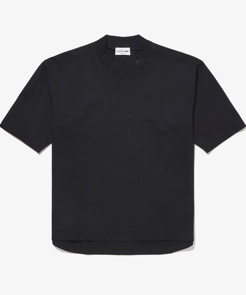 LACOSTE（ラコステ）の「【LACOSTE/ラコステ】5分袖 モックネック サマーニットTシャツ（Tシャツ/カットソー・メンズ・ブラック/オフホワイト/グレー・4/5）」の2枚目の写真