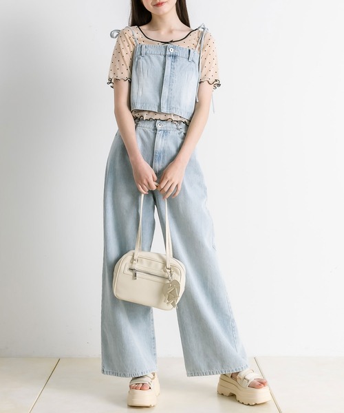 OLIVE des OLIVE(オリーブデオリーブ)の「シアインナー半袖 1041060760(Tシャツ/カットソー・レディース・アイボリー/シルバー/ブラック・FREE)」の4枚目の写真