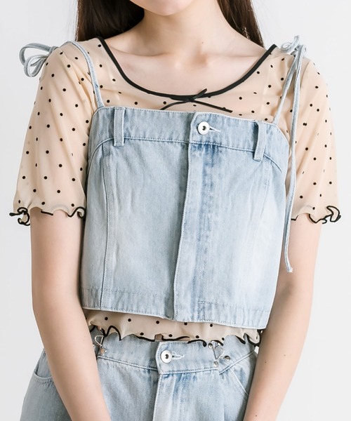 OLIVE des OLIVE(オリーブデオリーブ)の「シアインナー半袖 1041060760(Tシャツ/カットソー・レディース・アイボリー/シルバー/ブラック・FREE)」の7枚目の写真