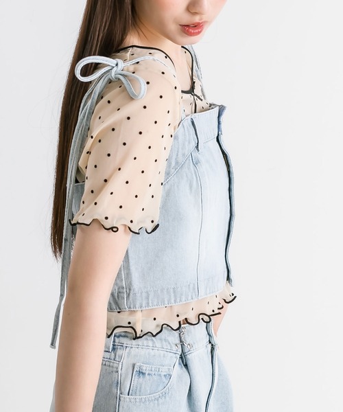 OLIVE des OLIVE(オリーブデオリーブ)の「シアインナー半袖 1041060760(Tシャツ/カットソー・レディース・アイボリー/シルバー/ブラック・FREE)」の8枚目の写真