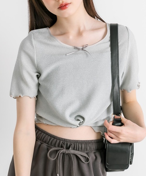 OLIVE des OLIVE(オリーブデオリーブ)の「シアインナー半袖 1041060760(Tシャツ/カットソー・レディース・アイボリー/シルバー/ブラック・FREE)」の20枚目の写真