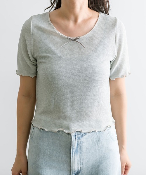 OLIVE des OLIVE(オリーブデオリーブ)の「シアインナー半袖 1041060760(Tシャツ/カットソー・レディース・アイボリー/シルバー/ブラック・FREE)」の22枚目の写真