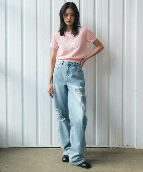 CITYBREEZE(シティブリーズ)の「BUCKLE SYMBOL LOGO SHORT SLEEVE KNIT(Tシャツ/カットソー・レディース・アイボリー/ブラック/クリーム/ネイビー/ピンク・FREE)」の15枚目の写真