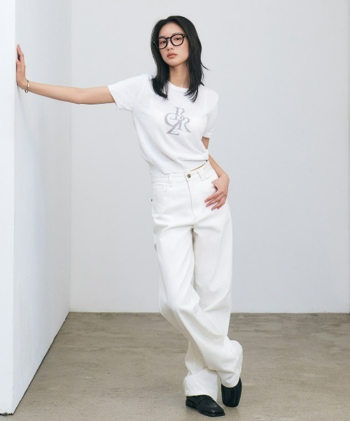 CITYBREEZE(シティブリーズ)の「BUCKLE SYMBOL LOGO SHORT SLEEVE KNIT(Tシャツ/カットソー・レディース・アイボリー/ブラック/クリーム/ネイビー/ピンク・FREE)」の9枚目の写真