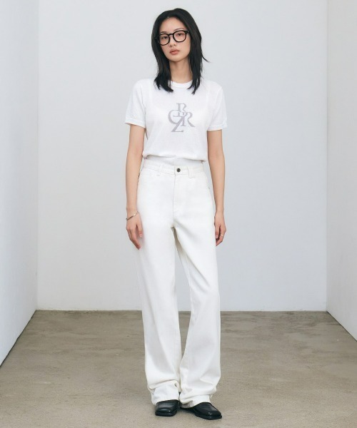 CITYBREEZE(シティブリーズ)の「BUCKLE SYMBOL LOGO SHORT SLEEVE KNIT(Tシャツ/カットソー・レディース・アイボリー/ブラック/クリーム/ネイビー/ピンク・FREE)」の10枚目の写真