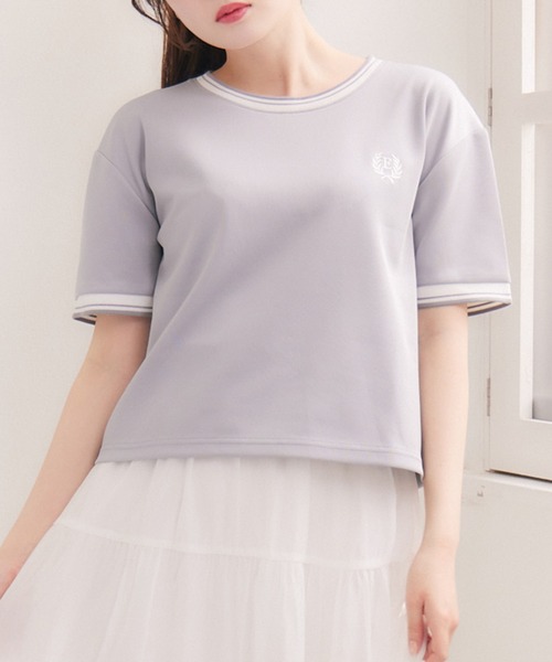 ems excite(エムズエキサイト)の「ワンポイント刺繍TEE(Tシャツ/カットソー・レディース・ブルー/ピンク/ダークグレー・FREE)」の1枚目の写真