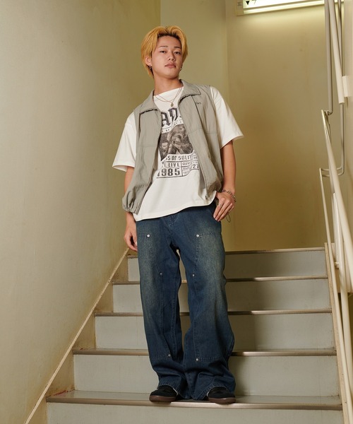 セール】【ユニセックス】ダブルニーデニムパンツ【ZOZOTOWN限定