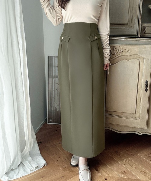 Meiru(メイル)の「ハイウエストIラインスカート(スカート・レディース・ブラック/カーキ/チャコール・MEDIUM/SMALL/LARGE)」の6枚目の写真