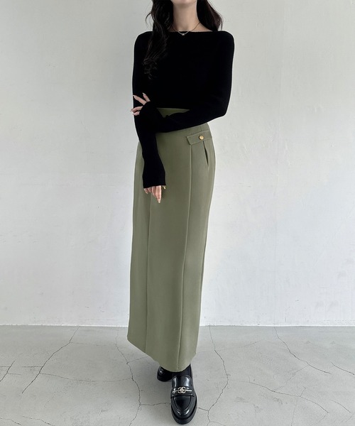 Meiru(メイル)の「ハイウエストIラインスカート(スカート・レディース・ブラック/カーキ/チャコール・MEDIUM/SMALL/LARGE)」の12枚目の写真