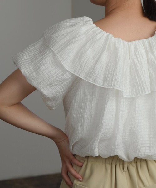 Amiur（エミレ）の「plaid pattern frill volume tops / プレイドパターンフリルボリュームトップス（シャツ/ブラウス・レディース・ホワイト/クリーム・FREE）」の12枚目の写真
