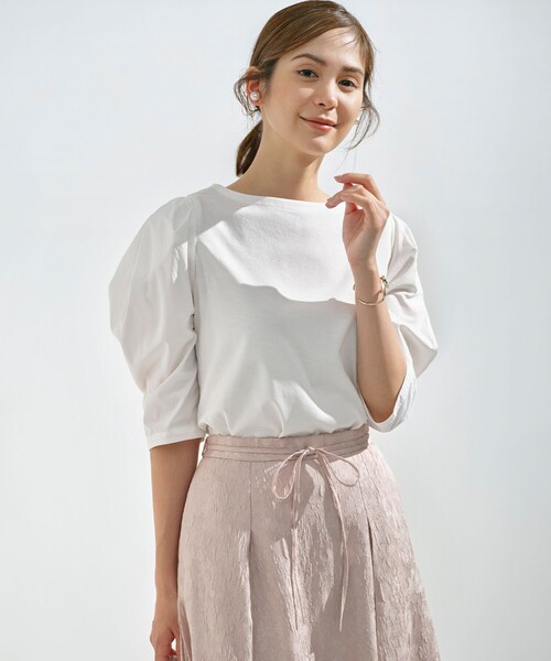 組曲(クミキョク)の「コンビネーションポンチデザインカットソー(Tシャツ/カットソー・レディース・スモーキーグリーン系/アイボリー系/カーキ系/ブラック系・3/2)」の3枚目の写真