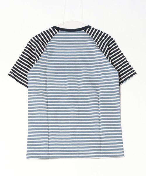 n(n) BY NUMBER (N)INE(エヌエヌバイナンバーナイン)の「STRIPED RINGER NECK COMBINATION PANEL T-SHIRT / ポケット付ボーダー袖切替Tシャツ(Tシャツ/カットソー・メンズ・ホワイト×ブルー/ホワイト×レッド・3/4/2)」の14枚目の写真