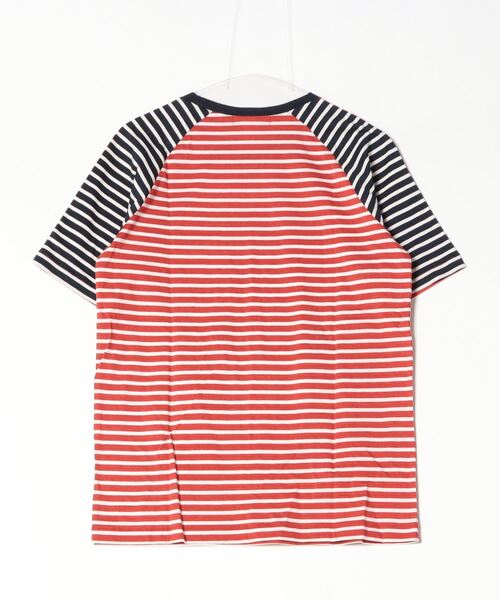 n(n) BY NUMBER (N)INE(エヌエヌバイナンバーナイン)の「STRIPED RINGER NECK COMBINATION PANEL T-SHIRT / ポケット付ボーダー袖切替Tシャツ(Tシャツ/カットソー・メンズ・ホワイト×ブルー/ホワイト×レッド・3/4/2)」の15枚目の写真