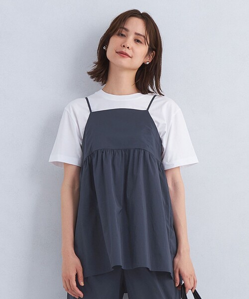 green label relaxing(グリーンレーベルリラクシング)の「ギャザー キャミソール ブラウス(シャツ/ブラウス・レディース・ネイビー/オリーブ・FREE)」の1枚目の写真