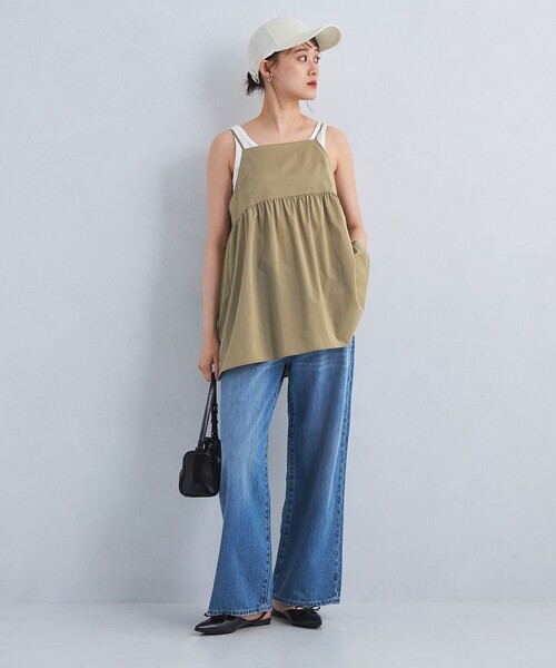 green label relaxing(グリーンレーベルリラクシング)の「ギャザー キャミソール ブラウス(シャツ/ブラウス・レディース・ネイビー/オリーブ・FREE)」の3枚目の写真