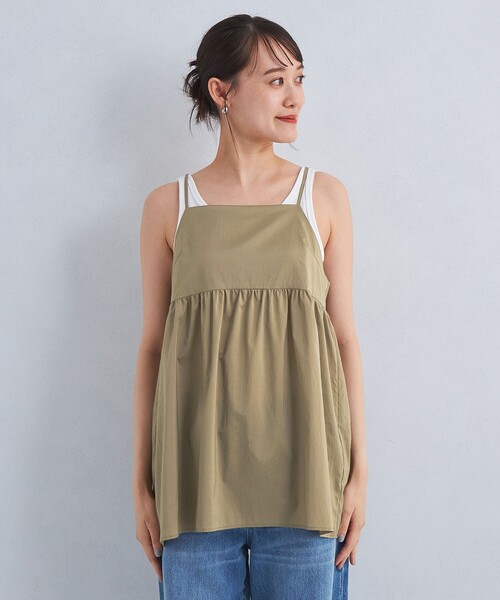 green label relaxing(グリーンレーベルリラクシング)の「ギャザー キャミソール ブラウス(シャツ/ブラウス・レディース・ネイビー/オリーブ・FREE)」の7枚目の写真