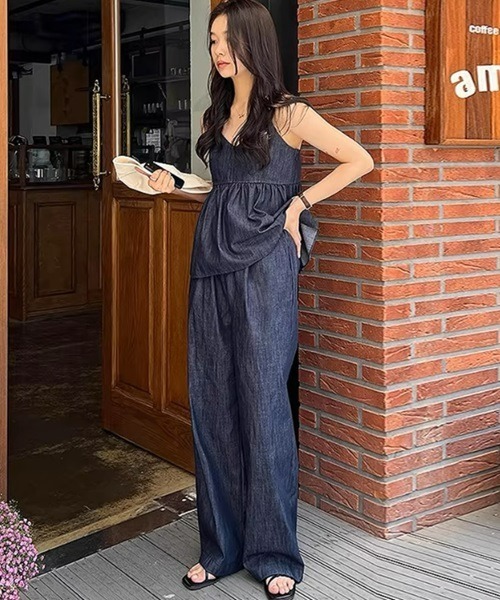 Ritomo De Ricco（リトモ・デ・リコ）の「Ritomo湘南スタイル　シアーデニムキャミソール&パンツ　セットアップ（サロペット/オーバーオール・レディース・インディゴブルー・FREE）」の20枚目の写真