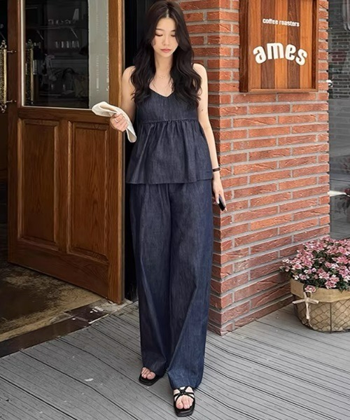 Ritomo De Ricco（リトモ・デ・リコ）の「Ritomo湘南スタイル　シアーデニムキャミソール&パンツ　セットアップ（サロペット/オーバーオール・レディース・インディゴブルー・FREE）」の21枚目の写真