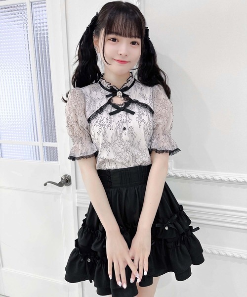ROJITA 配色レーストップス ROJITA（ロジータ）の「配色レーストップス（シャツ/ブラウス