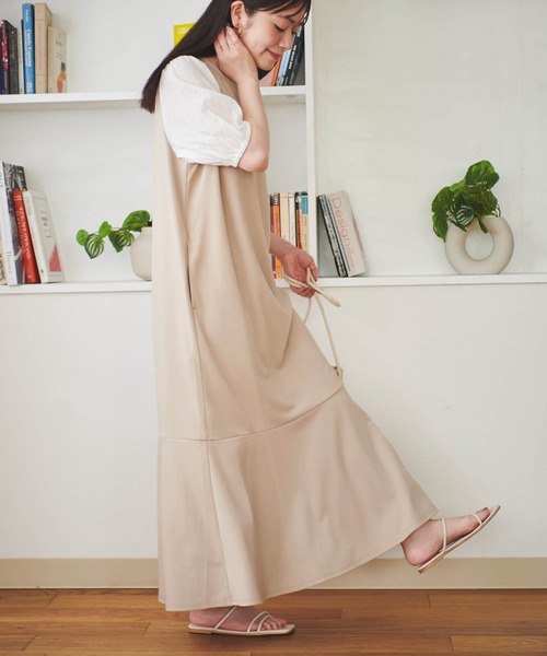 mil（ミル）の「【150㎝前後の小柄さんサイズ】異素材ドッキングワンピース【1枚で旬スタイルが完成】（ワンピース・レディース・モカ/ブラック/ライトベージュ・XXS/XS/S）」の20枚目の写真