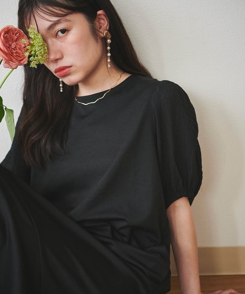 mil（ミル）の「【150㎝前後の小柄さんサイズ】異素材ドッキングワンピース【1枚で旬スタイルが完成】（ワンピース・レディース・モカ/ブラック/ライトベージュ・XXS/XS/S）」の6枚目の写真