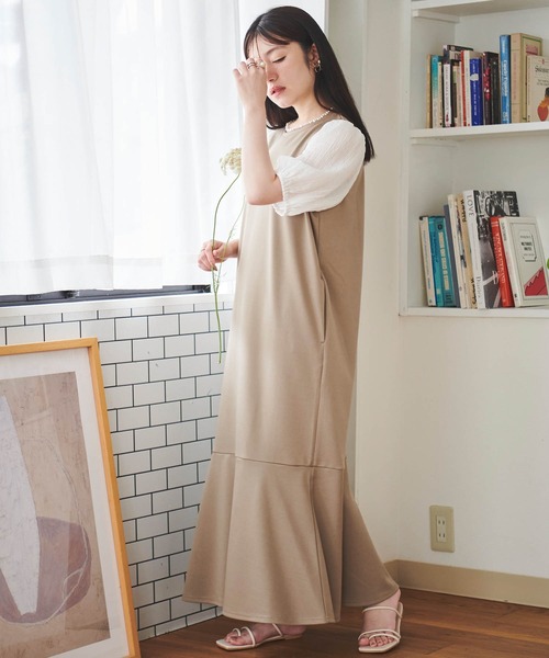 未使用UNTITLED⭐️日本製七分袖異素材ワンピースSサイズ セール】○異素材合わせて7分袖シャツワンピース（シャツ