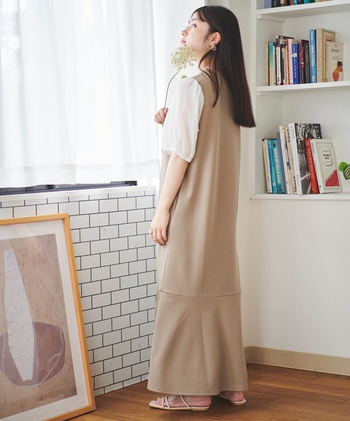 mil（ミル）の「【150㎝前後の小柄さんサイズ】異素材ドッキングワンピース【1枚で旬スタイルが完成】（ワンピース・レディース・モカ/ブラック/ライトベージュ・XXS/XS/S）」の10枚目の写真
