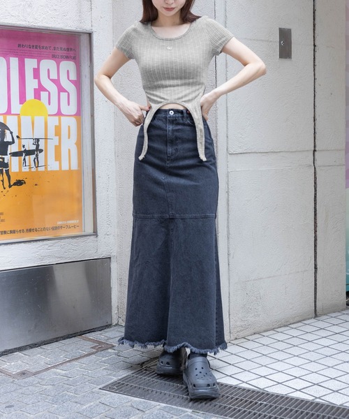 3.3 Field Trip （3.3フィールドトリップ）の「3.3 Field Trip／ガーターベルトリブT（Tシャツ/カットソー・レディース・ブラック/ブルー/グレー・FREE）」の4枚目の写真