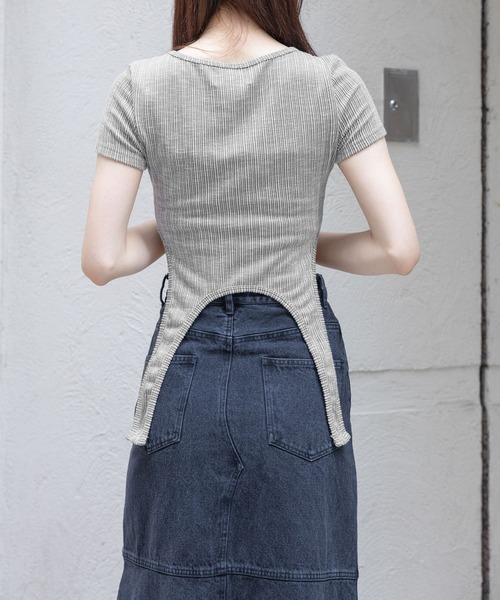 3.3 Field Trip （3.3フィールドトリップ）の「3.3 Field Trip／ガーターベルトリブT（Tシャツ/カットソー・レディース・ブラック/ブルー/グレー・FREE）」の8枚目の写真