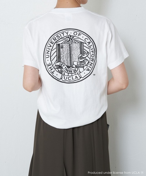 COLLAGE GALLARDAGALANTE（コラージュガリャルダガランテ）の「UCLA/カレッジ半袖ロゴTシャツ（Tシャツ/カットソー・レディース・ホワイト/ネイビー・FREE）」の5枚目の写真