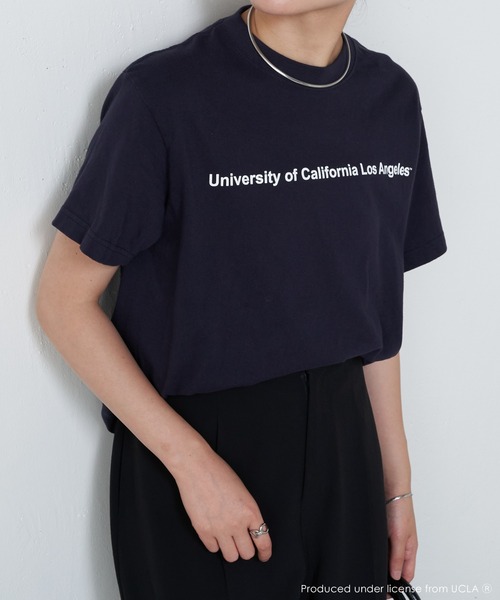 COLLAGE GALLARDAGALANTE（コラージュガリャルダガランテ）の「UCLA/カレッジ半袖ロゴTシャツ（Tシャツ/カットソー・レディース・ホワイト/ネイビー・FREE）」の14枚目の写真
