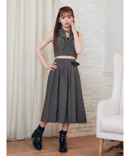 EATME（イートミー）の「ベルテッドプリーツスカート（セットアップ可能）（スカート・レディース・ブラック/ラベンダー/その他1・SMALL/MEDIUM）」の5枚目の写真