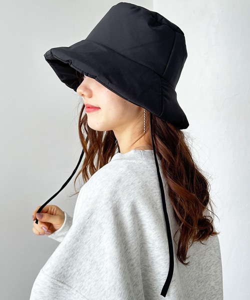 GeeRA（ジーラ）の「ダウン調バケットハット（ハット・レディース・アイボリー/ブラック・FREE）」の2枚目の写真