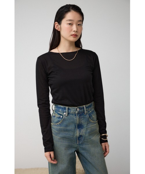 AZUL by moussy(アズールバイマウジー)の「ベーシックシアーカットソー(Tシャツ/カットソー・レディース・ホワイト/ブラック・FREE)」の11枚目の写真