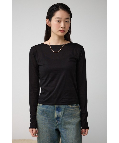 AZUL by moussy(アズールバイマウジー)の「ベーシックシアーカットソー(Tシャツ/カットソー・レディース・ホワイト/ブラック・FREE)」の9枚目の写真