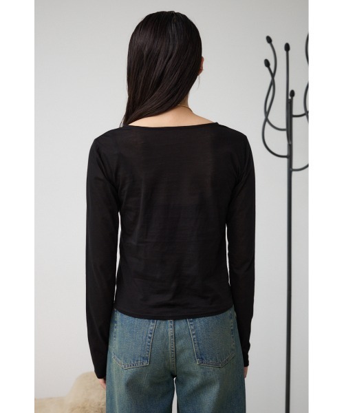 AZUL by moussy(アズールバイマウジー)の「ベーシックシアーカットソー(Tシャツ/カットソー・レディース・ホワイト/ブラック・FREE)」の7枚目の写真