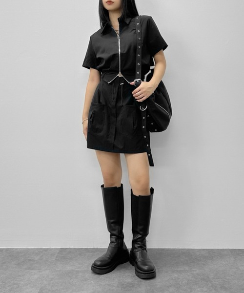 LVEU.（ラブユ.）の「【LVEU.】ジップラインハトメショルダーバッグ / バッグ かばん 鞄 ショルダー ハトメ ジップ ラウンド 通学 ブラック（ショルダーバッグ・レディース・ブラック・FREE）」の8枚目の写真