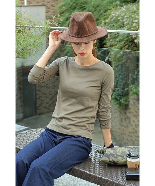 AZUL by moussy（アズールバイマウジー）の「TC天竺R/N長袖PO（Tシャツ/カットソー・レディース・ブラックミックス/オフホワイト/ブラック/カーキ系/ホワイト系その他/ブラック系その他・MEDIUM/LARGE/X-SMALL/SMALL/X-LARGE）」の6枚目の写真