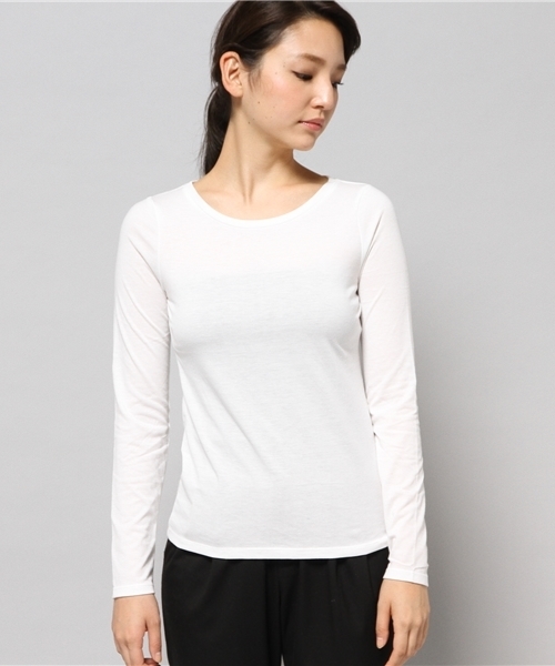 AZUL by moussy（アズールバイマウジー）の「TC天竺R/N長袖PO（Tシャツ/カットソー・レディース・ブラックミックス/オフホワイト/ブラック/カーキ系/ホワイト系その他/ブラック系その他・MEDIUM/LARGE/X-SMALL/SMALL/X-LARGE）」の7枚目の写真